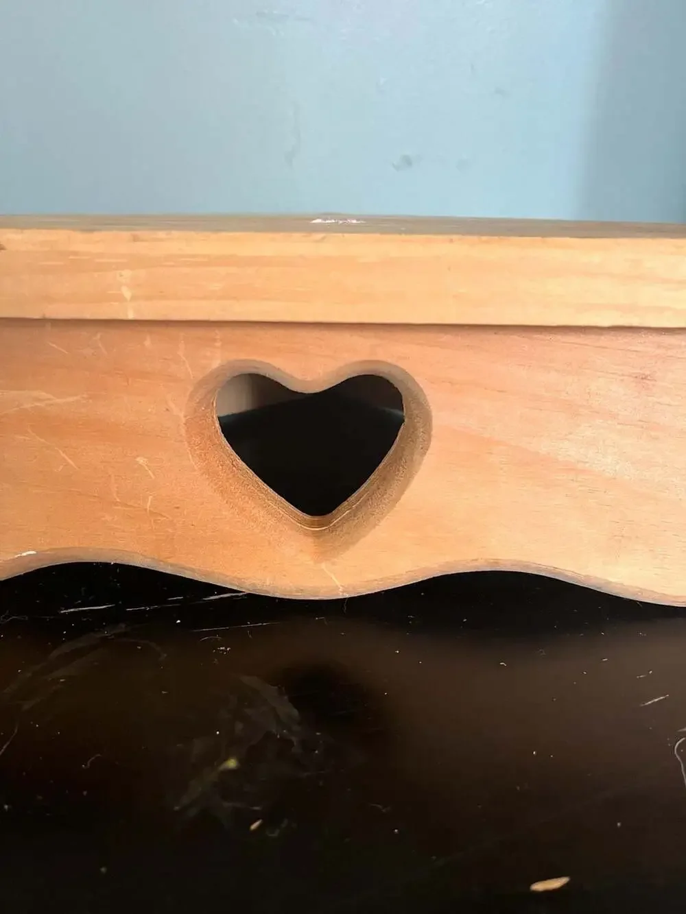 Vintage Wooden Corner Wall Shelf with Heart Cutout